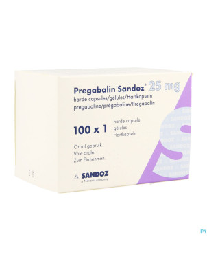 Pregabaline sandoz 25mg caps dur 100