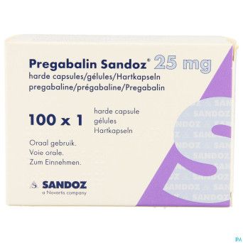 Pregabaline sandoz 25mg caps dur 100