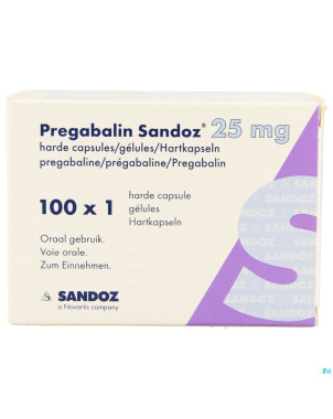 Pregabaline sandoz 25mg caps dur 100
