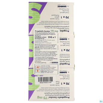 Pregabaline sandoz 75mg caps dur 210