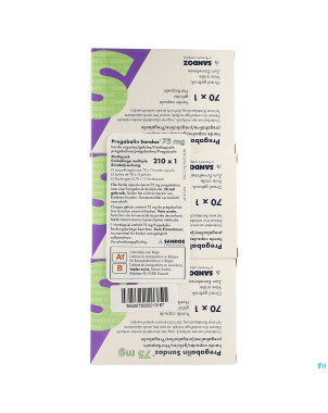 Pregabaline sandoz 75mg caps dur 210