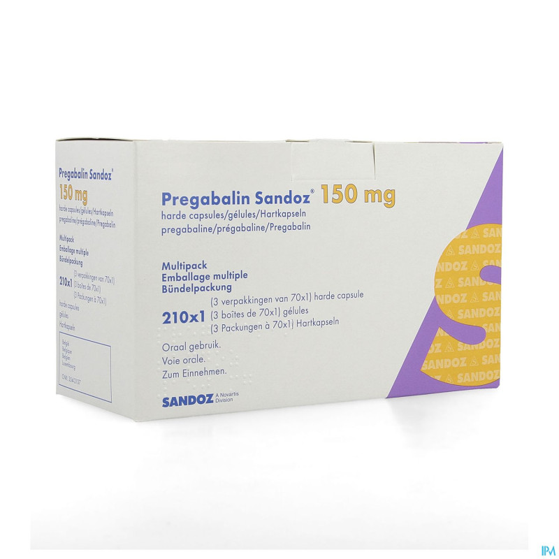 Pregabaline sandoz 150mg caps dur 210