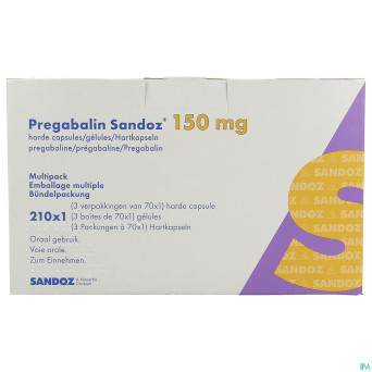 Pregabaline sandoz 150mg caps dur 210