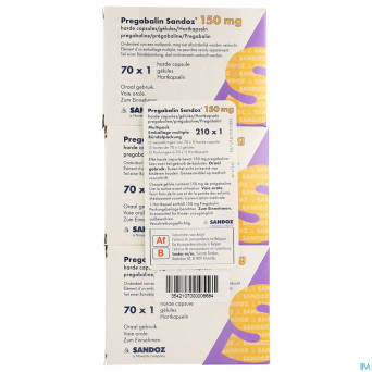 Pregabaline sandoz 150mg caps dur 210