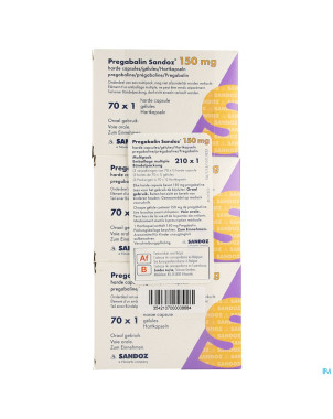 Pregabaline sandoz 150mg caps dur 210