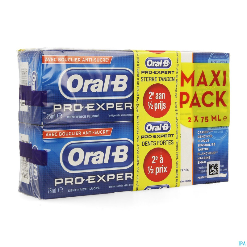 Oral b pro expert dents fortes 2x75ml 2ieme -50%