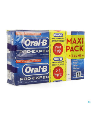 Oral b pro expert dents fortes 2x75ml 2ieme -50%