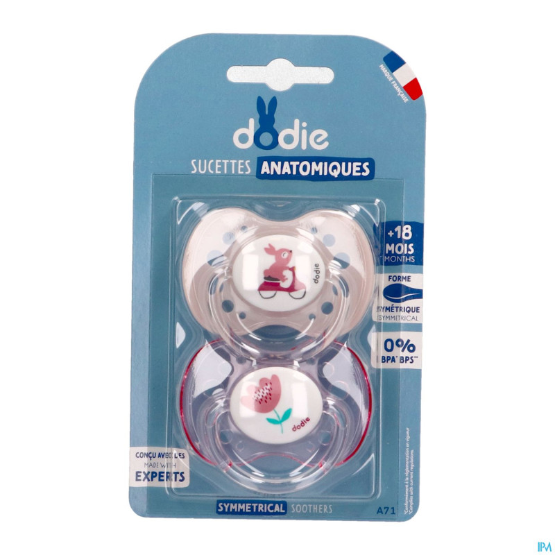 Dodie sucette anatomique +18m girly duo 2    a71