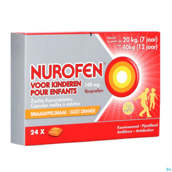Nurofen enfant 100mg    caps molles a macher 24