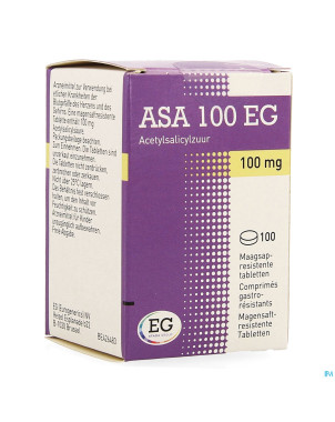 Asa 100 eg comp gastroresist. 100 x 100mg pot