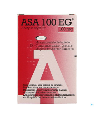 Asa 100 eg comp gastroresist. 100 x 100mg pot