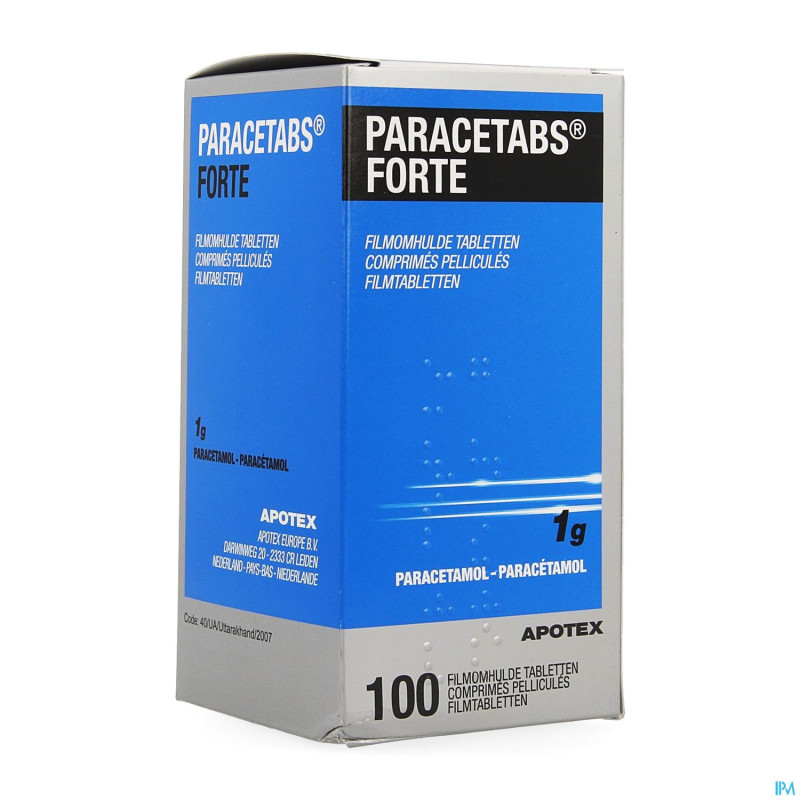 Paracetabs forte 1g comp pell 100 x 1g