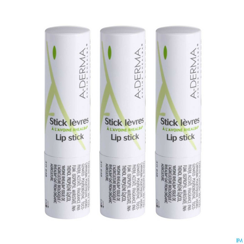 Aderma trio stick levres 3x4g 2+1 gratuit