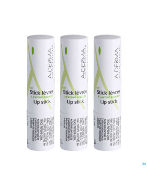 Aderma trio stick levres 3x4g 2+1 gratuit