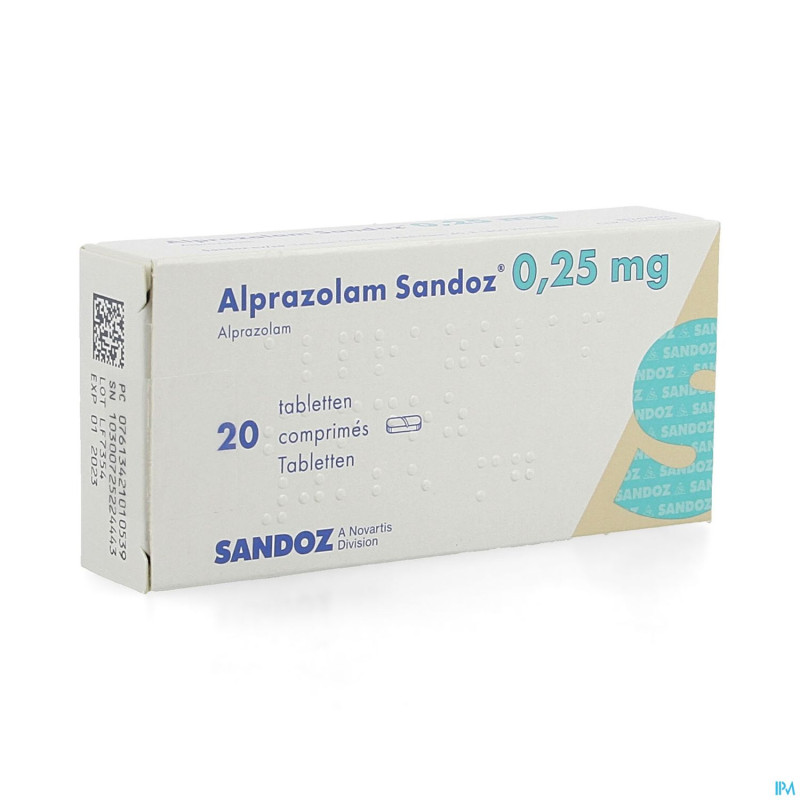 Alprazolam sandoz 0,25mg comp 20 x 0,25mg