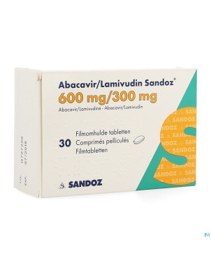Abacavir/lamivudin sandoz 600mg/300mg comp pell 30