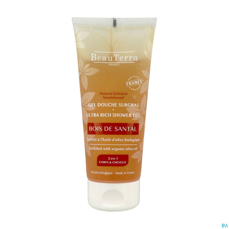 Beauterra gel douche surgras bois santal    200ml