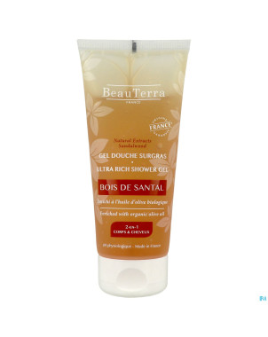 Beauterra gel douche surgras bois santal    200ml