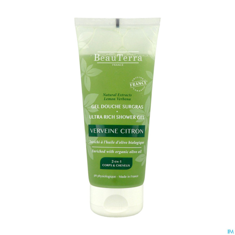 Beauterra gel douche surgras verveine citron 200ml