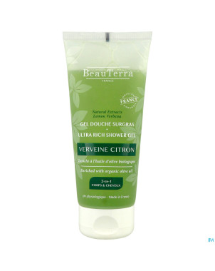 Beauterra gel douche surgras verveine citron 200ml