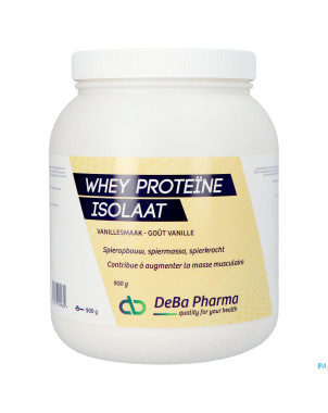 Whey proteine isolaat vanille caps 900g    deba