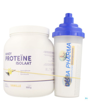 Whey proteine isolaat vanille caps 900g    deba