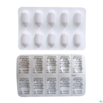 Quetiapine retard teva 50mg lib.prolongee comp 100