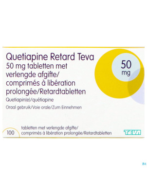 Quetiapine retard teva 50mg lib.prolongee comp 100