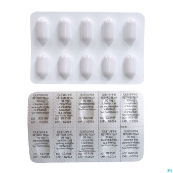 Quetiapine retard teva 50mg lib.prolongee comp 100