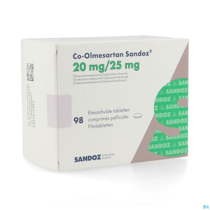 Co olmesartan sandoz 20mg/25mg comp pell 98