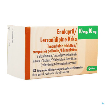 Enalapril/lercanidipine krka 10/10mg  comp pell 98