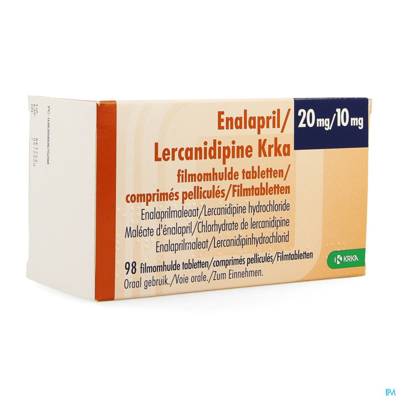 Enalapril/lercanidipine krka 20/10mg  comp pell 98
