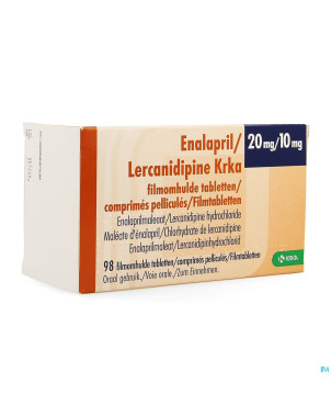 Enalapril/lercanidipine krka 20/10mg  comp pell 98