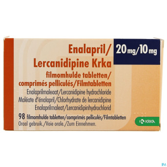 Enalapril/lercanidipine krka 20/10mg  comp pell 98
