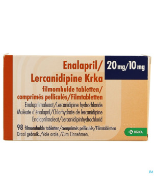 Enalapril/lercanidipine krka 20/10mg  comp pell 98