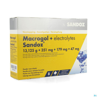 Macrogol + electr sandoz pulv gout citron sach 8