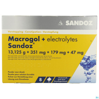 Macrogol + electr sandoz pulv gout citron sach 8