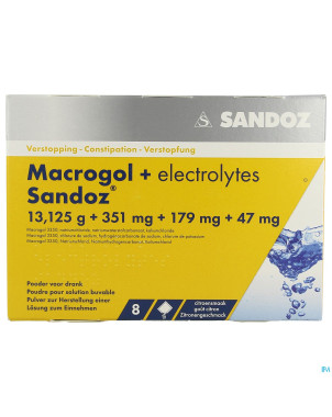 Macrogol + electr sandoz pulv gout citron sach 8