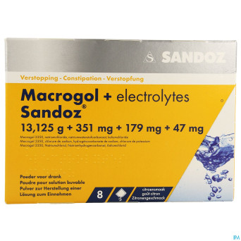 Macrogol + electr sandoz pulv gout citron sach 8