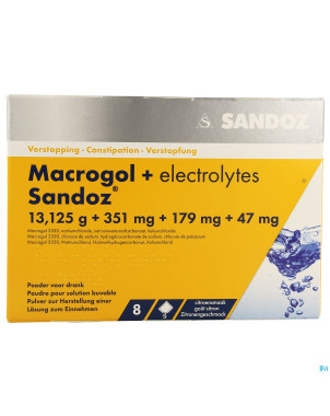 Macrogol + electr sandoz pulv gout citron sach 8