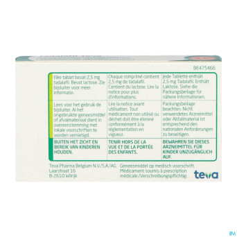Tadalafil teva comp pell 28 x  2,5mg