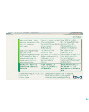 Tadalafil teva comp pell 28 x  2,5mg