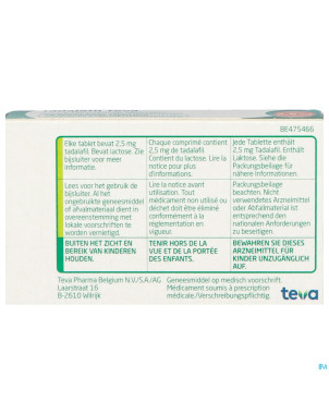 Tadalafil teva comp pell 28 x  2,5mg
