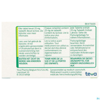 Tadalafil teva comp pell 12 x 20,0mg