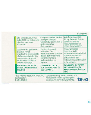 Tadalafil teva comp pell 12 x 20,0mg