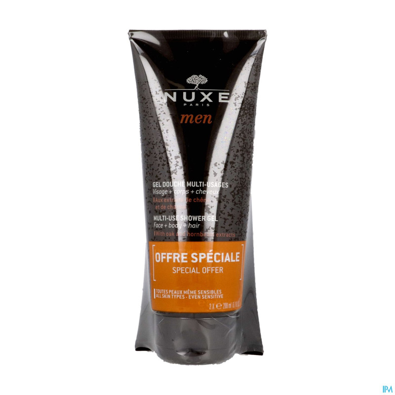 Nuxe men gel douche multi usage duo   tube 2x200ml
