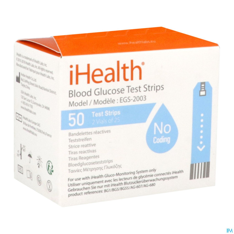 Ihealth codeless glucose test strip 0,7mcl    2x25