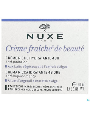 Nuxe creme fraiche cr riche hydra 48h    pot  50ml