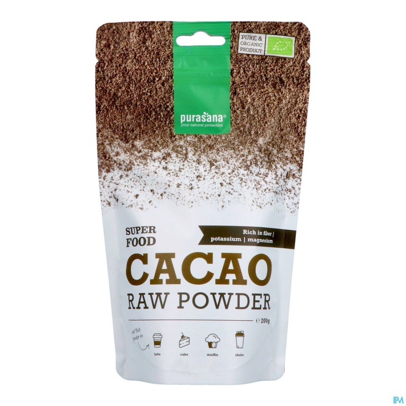 Purasana vegan cacao pdr    200g be-bio-02