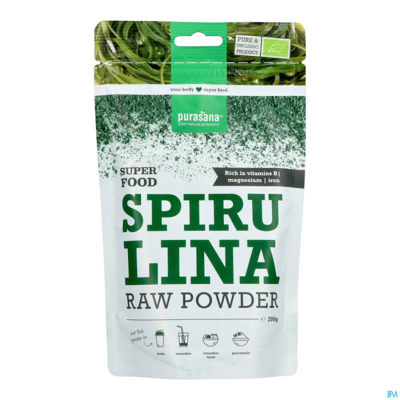 Purasana vegan spiruline pdr    200g be-bio-02